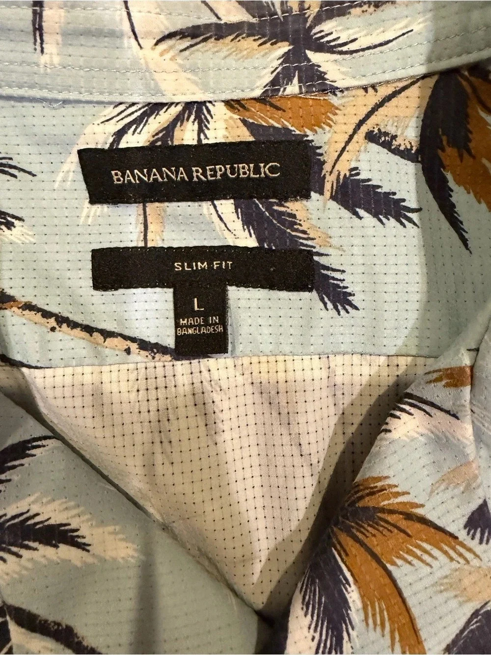 Banana Republic Men's Floral Short Sleeve Shirt Blue & Brown / large